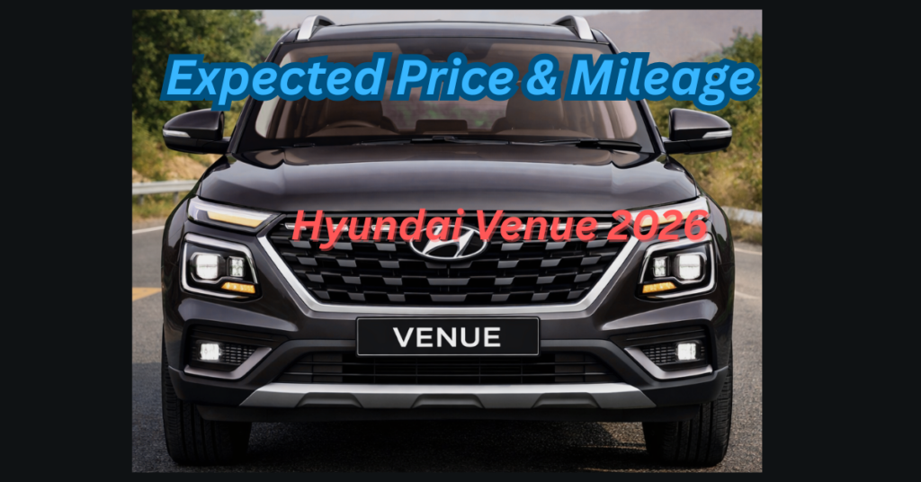 Hyundai Venue 2026 front view compact SUV with modern design and LED headlights