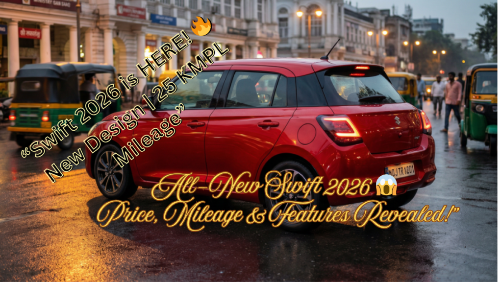 Maruti Suzuki Swift 2026 front view with sporty design and LED headlights in India